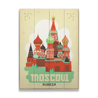 Moscow, Russia - Wood & Metal Wall Art Wood & Metal Wall Art Anderson Design Group Wood 9" x 12"