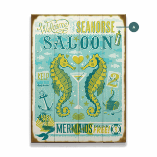 Welcome to the Seahorse Saloon: Personalized - Wood & Metal Wall Art Wood & Metal Wall Art Anderson Design Group Wood 9" x 12"