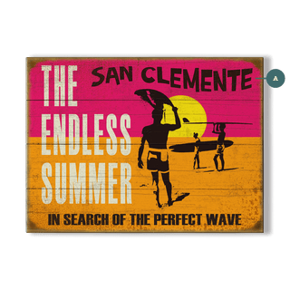 The Endless Summer: San Clemente - Wood & Metal Wall Art Wood & Metal Wall Art Bruce Brown Films Wood 12" x 9"