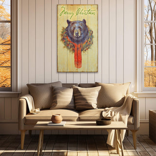 Bear in Wreath: Generic - Wood & Metal Wall Art Wood & Metal Wall Art Marilynn Dwyer Mason