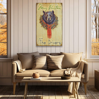 Bear in Wreath: Personalized - Wood & Metal Wall Art Wood & Metal Wall Art Marilynn Dwyer Mason