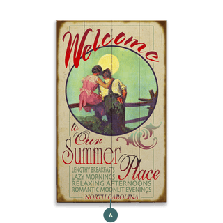 Welcome to our Summer Place - Wood & Metal Wall Art Wood & Metal Wall Art Curtis Publishing Wood 8" x 14"