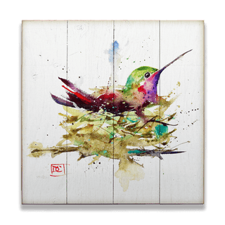 Hummer in a Nest - Wood & Metal Wall Art Wood & Metal Wall Art Dean Crouser Wood 10.5" x 10.5"