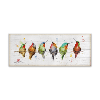 Hummers on a Wire - Wood & Metal Wall Art Wood & Metal Wall Art Dean Crouser Wood 16" x 7"