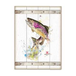 Jumping Trout - Wood Plank Wall Art Wood & Metal Wall Art Dean Crouser