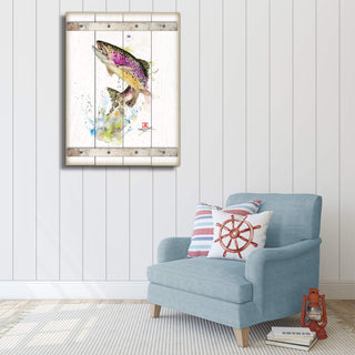 Jumping Trout - Wood Plank Wall Art Wood & Metal Wall Art Dean Crouser