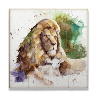 The Lion and the Lamb - Wood & Metal Wall Art Wood & Metal Wall Art Dean Crouser Wood 10.5" x 10.5"