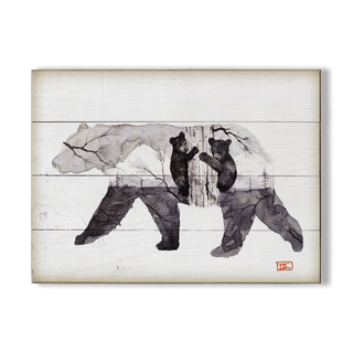 Mama Bear and Cubs - Wood & Metal Wall Art Wood & Metal Wall Art Dean Crouser Wood 12" x 9"