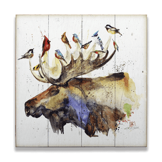 Moose and the Bird Choir - Wood & Metal Wall Art Wood & Metal Wall Art Dean Crouser Wood 10.5" x 10.5"
