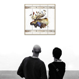 Moose and the Bird Choir - Wood Plank Wall Art Wood & Metal Wall Art Dean Crouser