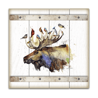 Moose and the Bird Choir - Wood Plank Wall Art Wood & Metal Wall Art Dean Crouser