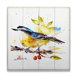 Nuthatch and Berries - Wood & Metal Wall Art Wood & Metal Wall Art Dean Crouser Wood 10.5" x 10.5"