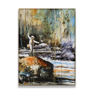 Fly Fishing on the Upper River - Wood & Metal Wall Art Wood & Metal Wall Art Dean Crouser Wood 9" x 12"