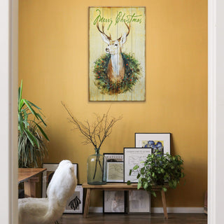 Holiday Buck in Wreath: Generic - Wood & Metal Wall Art Wood & Metal Wall Art Marilynn Dwyer Mason