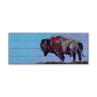 Bison on the Edge - Wood & Metal Wall Art Wood & Metal Wall Art Ed Anderson Wood 16" x 7"