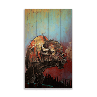 Bison Rendezvous - Wood & Metal Wall Art Wood & Metal Wall Art Ed Anderson Wood 8" x 14"