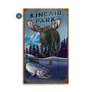 Moose and Salmon in Winter - Wood Plank Wall Art Wood & Metal Wall Art Ed Anderson