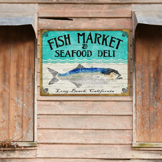 Fish Market & Seafood Deli - Wood & Metal Wall Art Wood & Metal Wall Art FishAye Trading Company