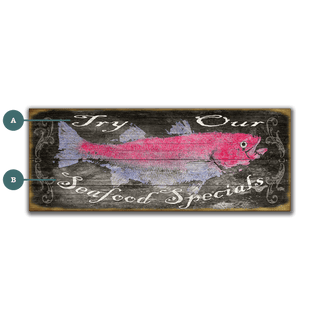 Try Our Seafood Specials: Black Back - Wood & Metal Wall Art Wood & Metal Wall Art FishAye Trading Company Wood 36" x 14"