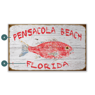 Pensacola Snapper - Wood & Metal Wall Art Wood & Metal Wall Art FishAye Trading Company Wood 24" x 14"