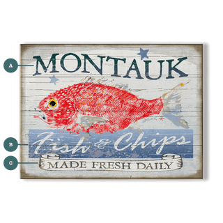 Montauk Fish & Chips - Wood & Metal Wall Art Wood & Metal Wall Art FishAye Trading Company Wood 23" x 17"