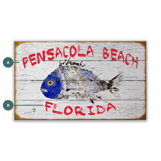Pensacola Porgy - Wood & Metal Wall Art Wood & Metal Wall Art FishAye Trading Company Wood 24" x 14"