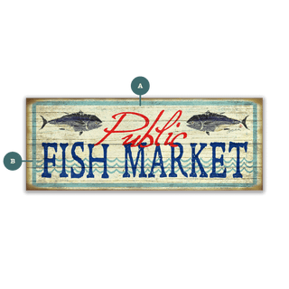 Public Fish Market - Wood & Metal Wall Art Wood & Metal Wall Art FishAye Trading Company Wood 36" x 14"