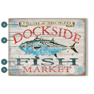 Dockside Fish Market - Wood & Metal Wall Art Wood & Metal Wall Art FishAye Trading Company Wood 23" x 17"