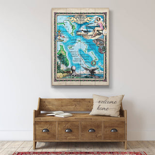 The Bahamian Out Islands: Illustrated Map - Wood & Metal Wall Art Wood & Metal Wall Art Lisa Middleton