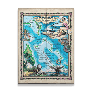 The Bahamian Out Islands: Illustrated Map - Wood & Metal Wall Art Wood & Metal Wall Art Lisa Middleton Wood 17" x 23"