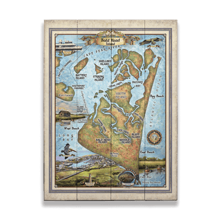 Bald Head Island, North Carolina: Illustrated Map - Wood & Metal Wall Art Wood & Metal Wall Art Lisa Middleton Wood 17" x 23"