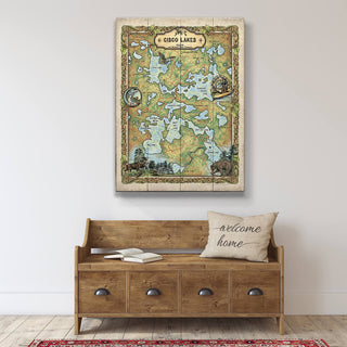 Cicso Lakes, Wisconsin: Illustrated Map - Wood & Metal Wall Art Wood & Metal Wall Art Lisa Middleton