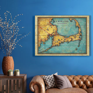Cape Cod, Massachusetts: Illustrated Map - Wood & Metal Wall Art Wood & Metal Wall Art Lisa Middleton