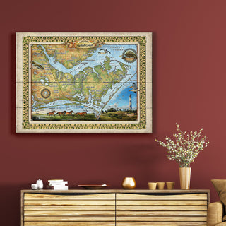 Crystal Coast, North Carolina: Illustrated Map - Wood & Metal Wall Art Wood & Metal Wall Art Lisa Middleton