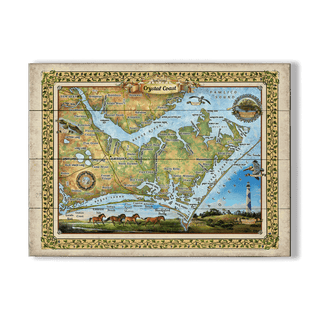 Crystal Coast, North Carolina: Illustrated Map - Wood & Metal Wall Art Wood & Metal Wall Art Lisa Middleton Wood 23" x 17"