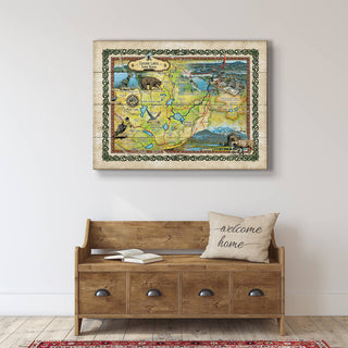 Cascade Lakes, Oregon: Illustrated Map - Wood & Metal Wall Art Wood & Metal Wall Art Lisa Middleton