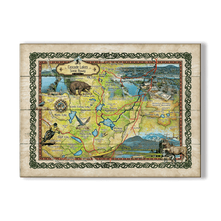 Cascade Lakes, Oregon: Illustrated Map - Wood & Metal Wall Art Wood & Metal Wall Art Lisa Middleton Wood 23" x 17"