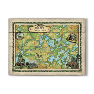 Eagle River Chain of Lakes: Illustrated Map - Wood & Metal Wall Art Wood & Metal Wall Art Lisa Middleton Wood 23" x 17"