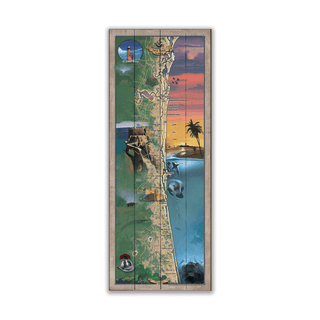 The First Coast of Florida: Illustrated Map - Wood & Metal Wall Art Wood & Metal Wall Art Lisa Middleton Wood 14" x 36"