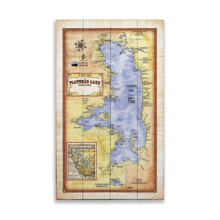 A New Map of Flathead Lake, Montana - Wood & Metal Wall Art Wood & Metal Wall Art Lisa Middleton Wood 14" x 24"