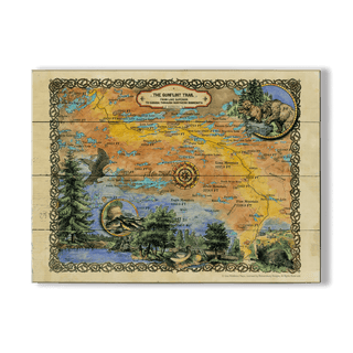 The Gunflint Trail: Illustrated Map - Wood & Metal Wall Art Wood & Metal Wall Art Lisa Middleton Wood 23" x 17"