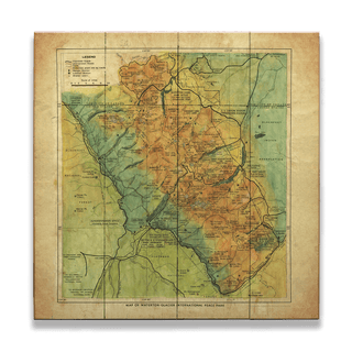Map of Waterton Glacier International Peace Park - Wood & Metal Wall Art Wood & Metal Wall Art Lisa Middleton Wood 18" x 18"