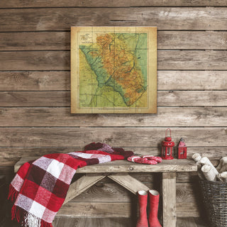Map of Waterton Glacier International Peace Park - Wood & Metal Wall Art Wood & Metal Wall Art Lisa Middleton