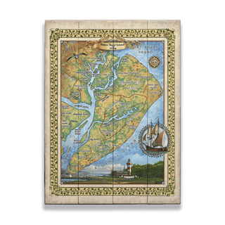 Hilton Head Island, South Carolina: Illustrated Map - Wood & Metal Wall Art Wood & Metal Wall Art Lisa Middleton Wood 17" x 23"