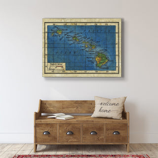 Vintage Map of the Hawaiian Islands - Wood & Metal Wall Art Wood & Metal Wall Art Lisa Middleton