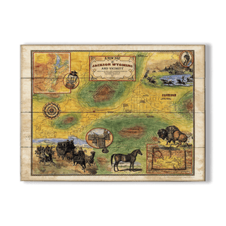 Map of Jackson, Wyoming: Illustrated Map - Wood & Metal Wall Art Wood & Metal Wall Art Lisa Middleton Wood 23" x 17"