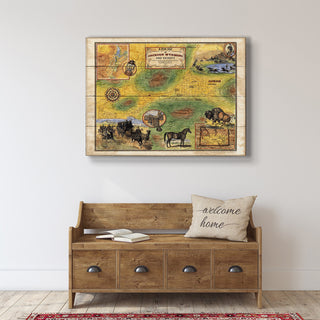 Map of Jackson, Wyoming: Illustrated Map - Wood & Metal Wall Art Wood & Metal Wall Art Lisa Middleton