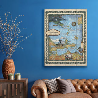 Port Clinton, Marblehead, Lake Erie Islands: Illustrated Map - Wood & Metal Wall Art Wood & Metal Wall Art Lisa Middleton