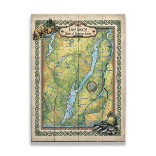 Lake George, New York: Illustrated Map - Wood & Metal Wall Art Wood & Metal Wall Art Lisa Middleton Wood 17" x 23"