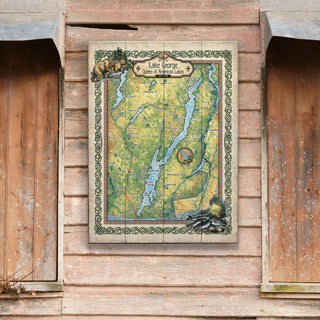 Lake George, New York: Illustrated Map - Wood & Metal Wall Art Wood & Metal Wall Art Lisa Middleton